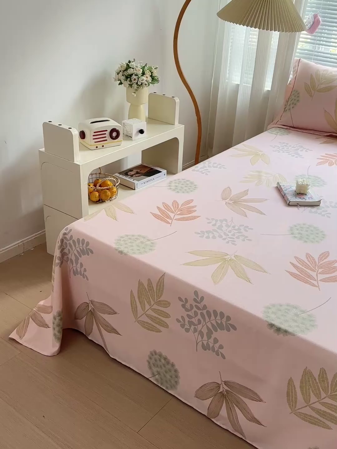 91家纺网 家纺一手货源 找家纺 卡普家居 2025新款全棉磨毛加厚四件套系列-单床单 芊芊叶语