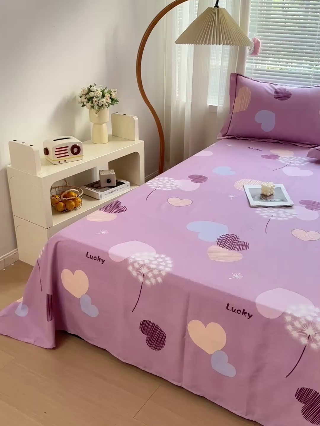 91家纺网 家纺一手货源 找家纺 卡普家居 2025新款全棉磨毛加厚四件套系列-单床单 怦然心动