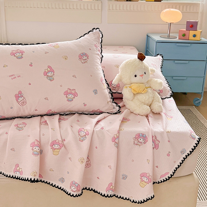 91家纺网 家纺一手货源 找家纺 鑫利来家纺 2025新款云感云感皱皱纱镂空花边床单单床单单品床单单件床单 小鸥