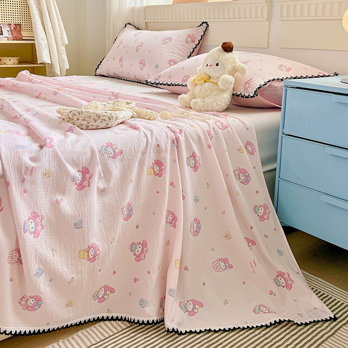 91家纺网 家纺一手货源 找家纺 鑫利来家纺 2025新款云感云感皱皱纱镂空花边床单单床单单品床单单件床单 小鸥