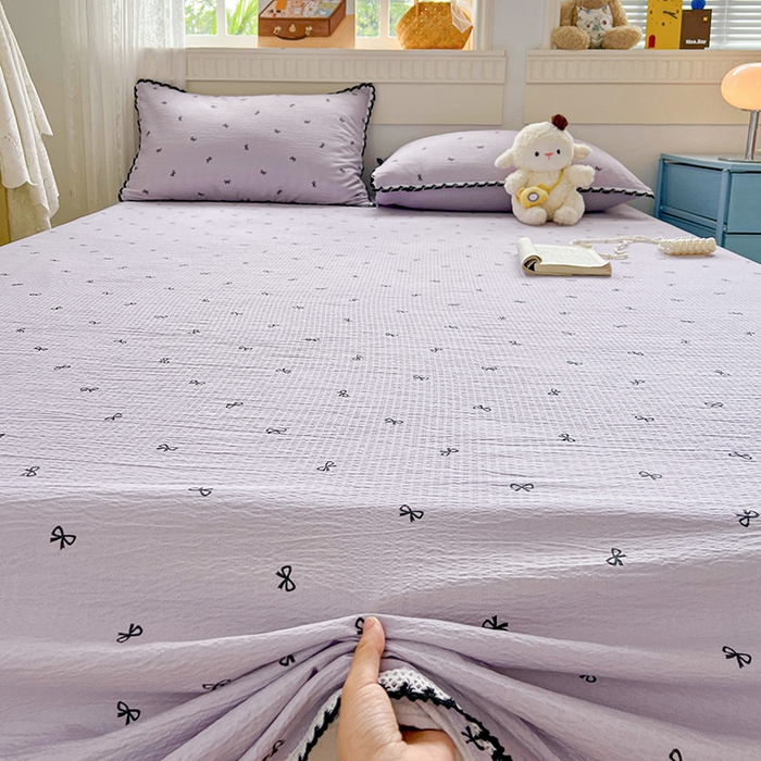 91家纺网 家纺一手货源 找家纺 鑫利来家纺 2025新款云感云感皱皱纱镂空花边床单单床单单品床单单件床单 小紫情调