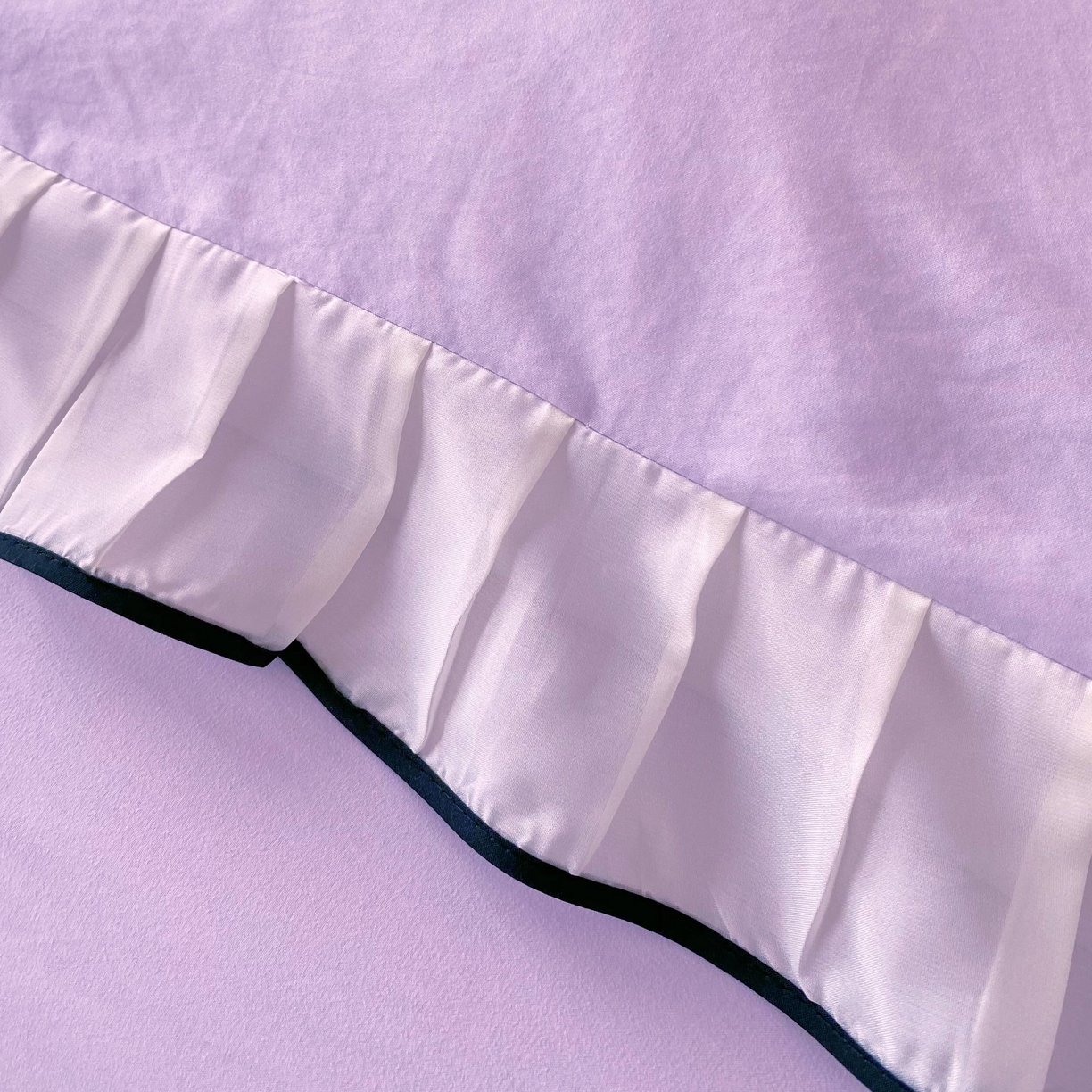 91家纺网 家纺一手货源 找家纺 大麦乐田 2025新款公主风水洗糯小棉少女心柔软立体花刺绣蕾丝花边四件套 浪漫海风-嫩紫