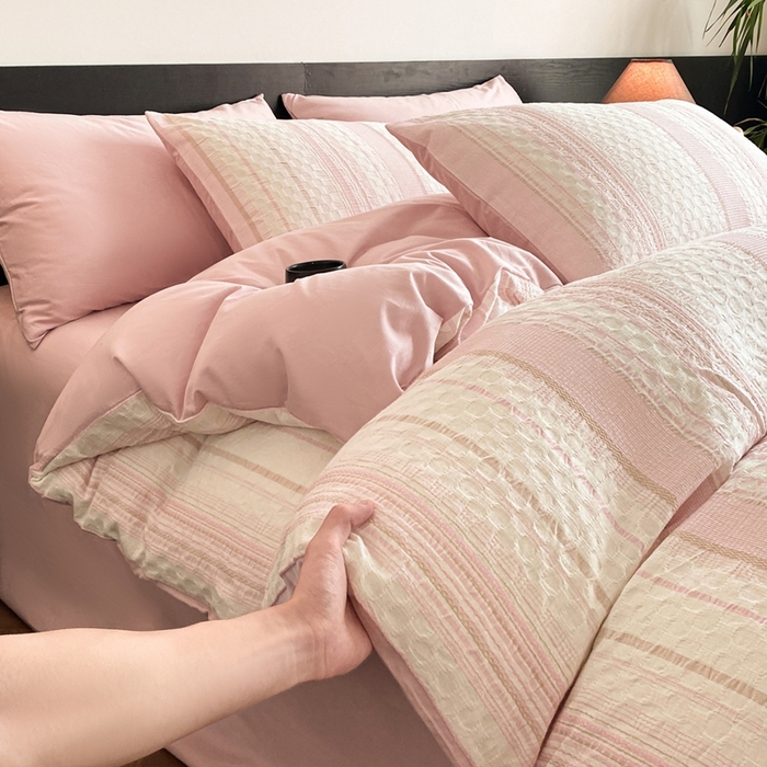 91家纺网 家纺一手货源 找家纺 （总）言一 2025秋冬新品A类60S新疆长绒棉纯棉陶瓷轻磨毛四件套水洗棉提花全棉床单被套（买家秀联系卖家）