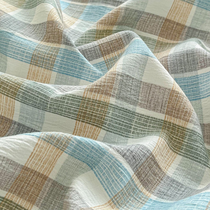 91家纺网 家纺一手货源 找家纺 斯卡诺家纺 2025新款原麻亚麻水洗棉四件套 格调-蓝