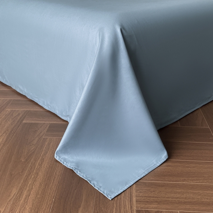 91家纺网 家纺一手货源 找家纺 言一 2025秋冬新品A类60S新疆长绒棉纯棉陶瓷轻磨毛四件套水洗棉提花全棉床单被套 蝶栩-粉蓝色