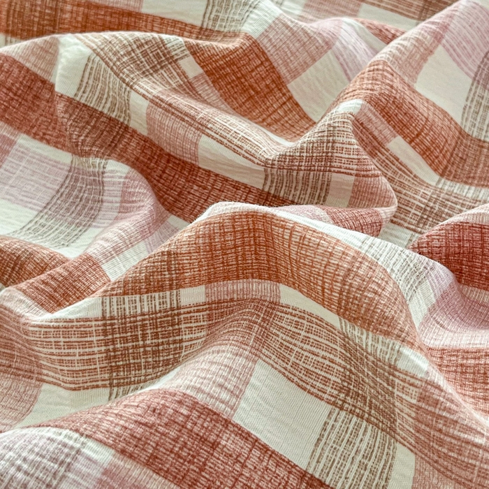 91家纺网 家纺一手货源 找家纺 利禾家纺 2026新款亲肤舒适原麻亚麻皱皱纱四件套水洗棉简麻四件套 格调-粉