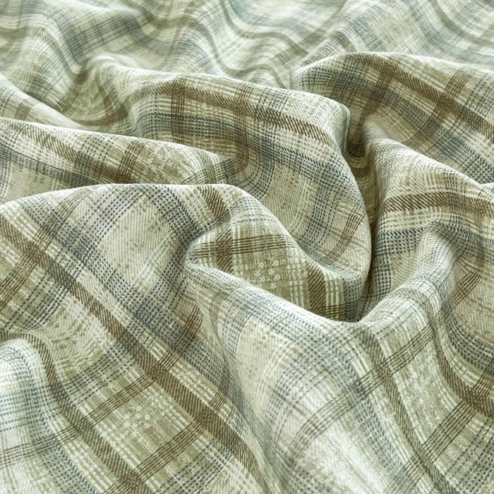 91家纺网 家纺一手货源 找家纺 斯卡诺家纺 2026新款亲肤舒适原麻亚麻皱皱纱四件套水洗棉简麻四件套 格调-绿