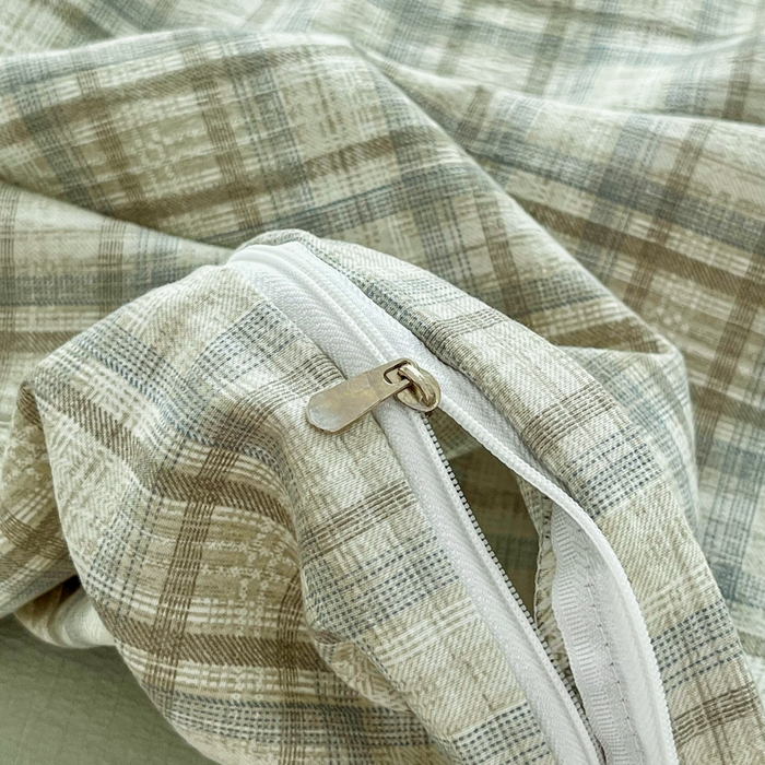 91家纺网 家纺一手货源 找家纺 斯卡诺家纺 2026新款亲肤舒适原麻亚麻皱皱纱四件套水洗棉简麻四件套 格调-绿