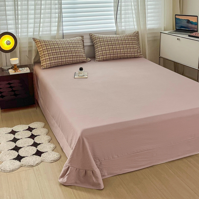 91家纺网 家纺一手货源 找家纺 斯卡诺家纺 2026新款亲肤舒适原麻亚麻皱皱纱四件套水洗棉简麻四件套 格调-紫