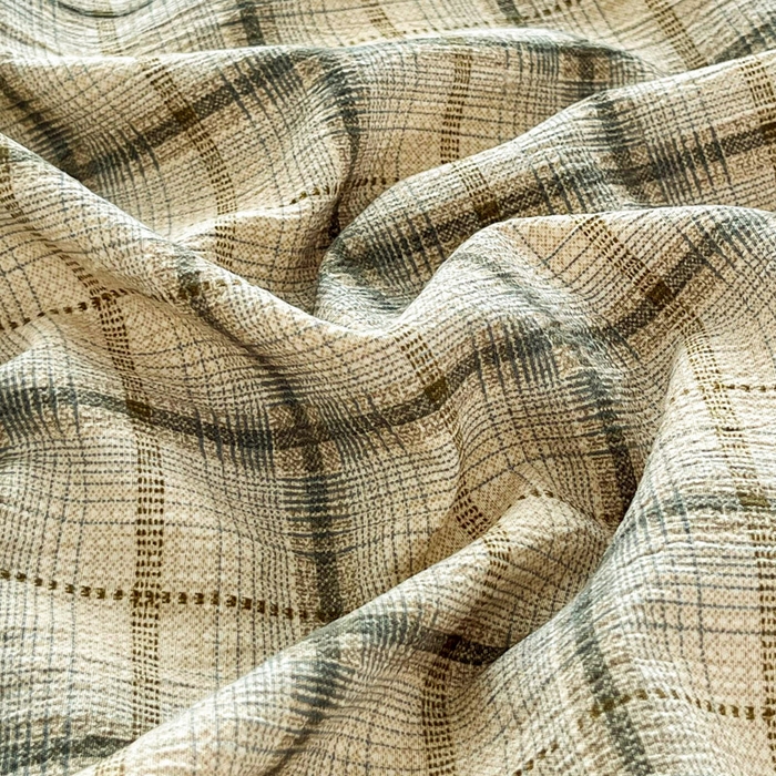 91家纺网 家纺一手货源 找家纺 斯卡诺家纺 2026新款亲肤舒适原麻亚麻皱皱纱四件套水洗棉简麻四件套 简格棕