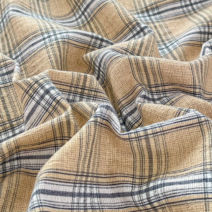 91家纺网 家纺一手货源 找家纺 斯卡诺家纺 2026新款亲肤舒适原麻亚麻皱皱纱四件套水洗棉简麻四件套 经典格子