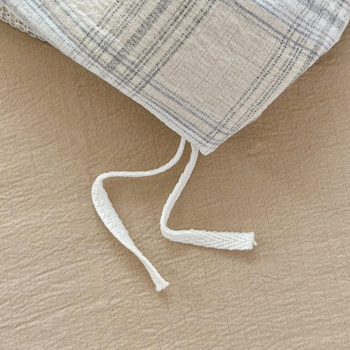 91家纺网 家纺一手货源 找家纺 斯卡诺家纺 2026新款亲肤舒适原麻亚麻皱皱纱四件套水洗棉简麻四件套 经典格子