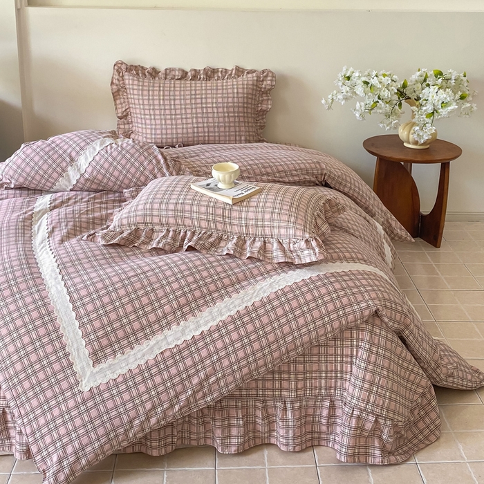 91家纺网 家纺一手货源 找家纺 （总）欧尚 2025新款皱皱纱床盖四件套