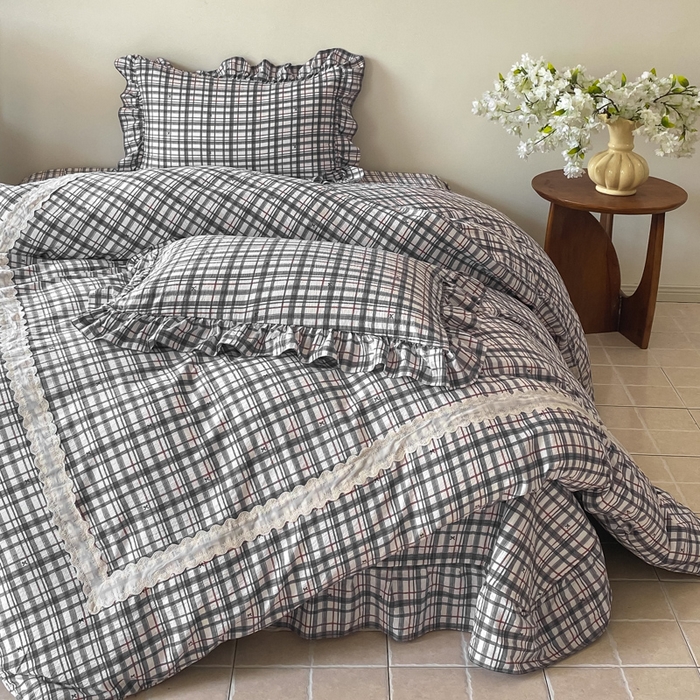 91家纺网 家纺一手货源 找家纺 （总）欧尚 2025新款皱皱纱床盖四件套