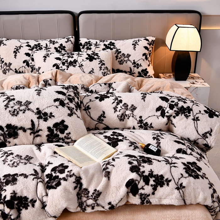 91家纺网 家纺一手货源 找家纺 梦之星 2025新款加厚8.5斤轻奢兔毛绒皮草绒牛奶绒四件套系列 轻奢-树影