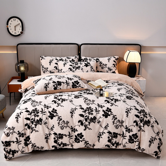 91家纺网 家纺一手货源 找家纺 梦之星 2025新款加厚8.5斤轻奢兔毛绒皮草绒牛奶绒四件套系列 轻奢-树影