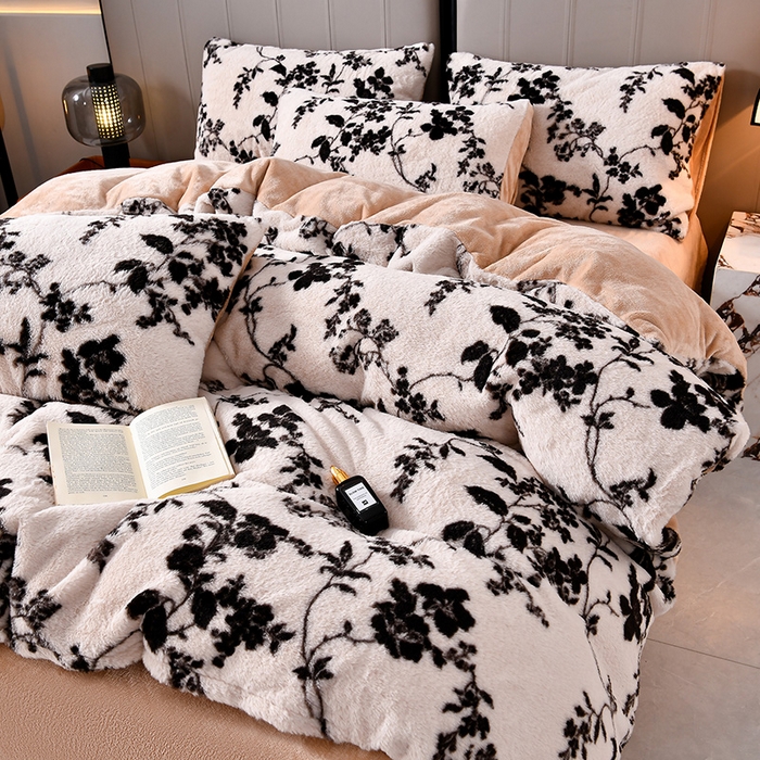 91家纺网 家纺一手货源 找家纺 梦之星 2025新款加厚8.5斤轻奢兔毛绒皮草绒牛奶绒四件套系列 轻奢-树影