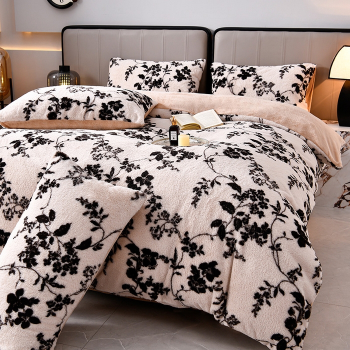 91家纺网 家纺一手货源 找家纺 梦之星 2025新款加厚8.5斤轻奢兔毛绒皮草绒牛奶绒四件套系列 轻奢-树影