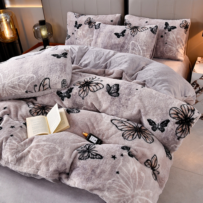 91家纺网 家纺一手货源 找家纺 梦之星 2025新款加厚8.5斤轻奢兔毛绒皮草绒牛奶绒四件套系列 轻奢-蝴蝶