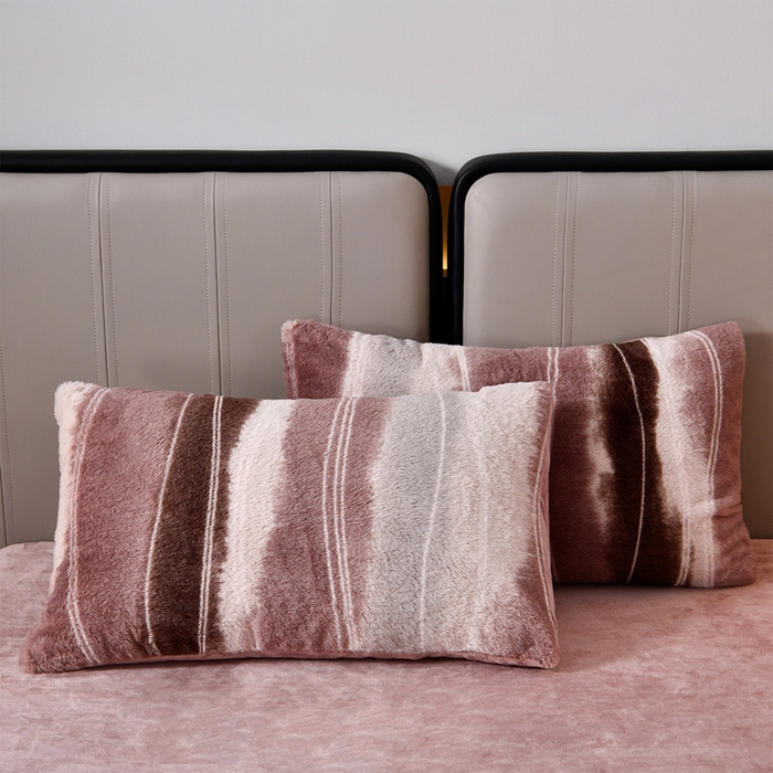 91家纺网 家纺一手货源 找家纺 梦之星 2025新款加厚8.5斤轻奢兔毛绒皮草绒牛奶绒四件套系列 轻奢-条纹