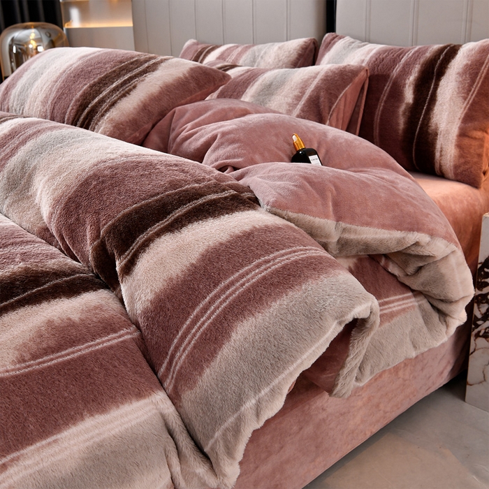 梦之星 2025新款加厚8.5斤轻奢兔毛绒皮草绒牛奶绒四件套系列 轻奢-条纹