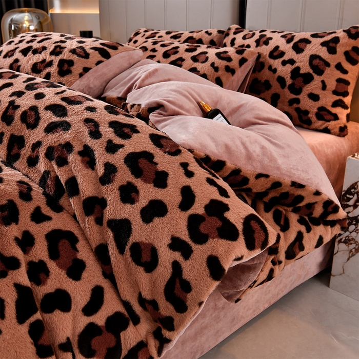 梦之星 2025新款加厚8.5斤轻奢兔毛绒皮草绒牛奶绒四件套系列 轻奢-小豹纹