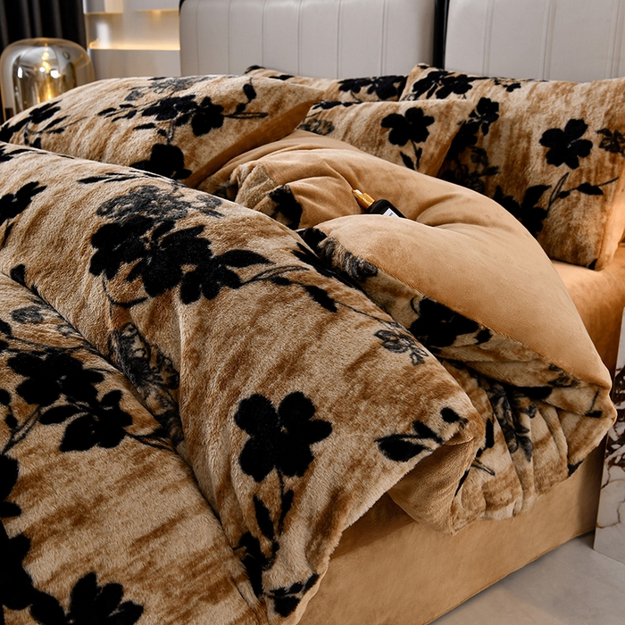 梦之星 2025新款加厚8.5斤轻奢兔毛绒皮草绒牛奶绒四件套系列 轻奢-花影