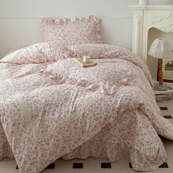 欧尚 2025新款蕾丝款床盖款四件套 春日