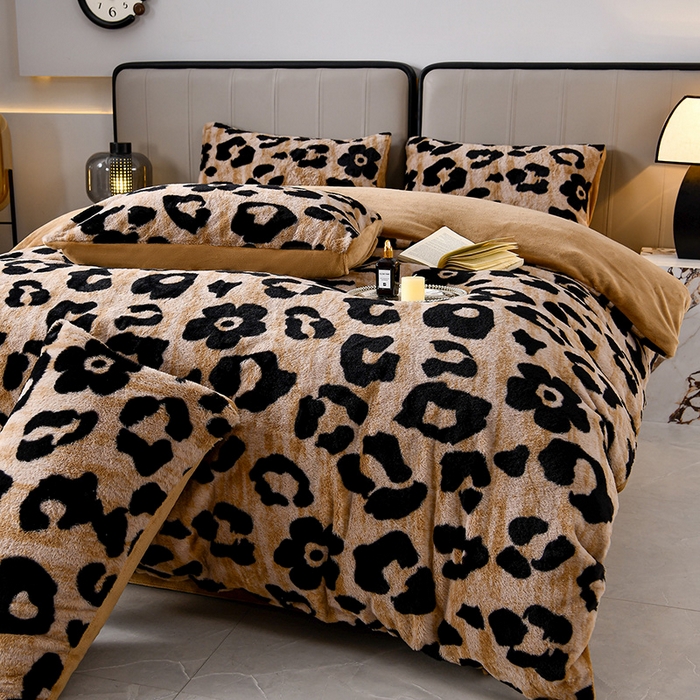 91家纺网 家纺一手货源 找家纺 梦之星 2025新款加厚8.5斤轻奢兔毛绒皮草绒牛奶绒四件套系列 轻奢-大豹纹