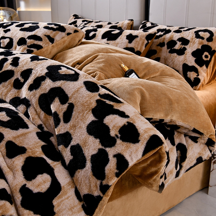 梦之星 2025新款加厚8.5斤轻奢兔毛绒皮草绒牛奶绒四件套系列 轻奢-大豹纹