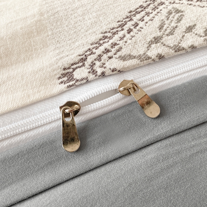 91家纺网 家纺一手货源 找家纺 言一 2025秋冬新品A类60S新疆长绒棉纯棉陶瓷轻磨毛四件套水洗棉提花全棉床单被套 千帆-灰自