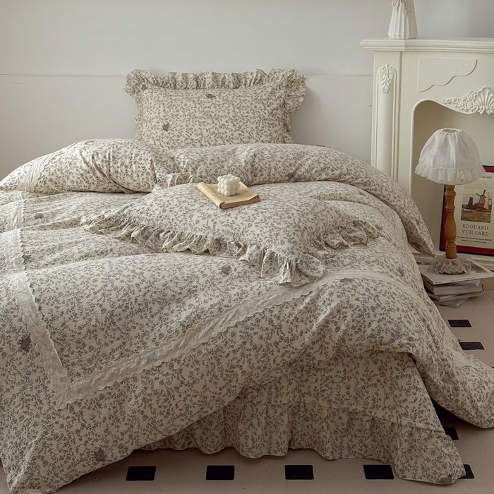 欧尚 2025新款蕾丝款床盖款四件套 悠然
