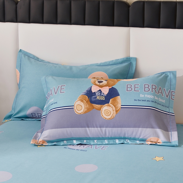 馨雅家纺 2025新款全棉纯棉磨毛系列枕套单品枕套单件单枕套 托尼小熊-蓝