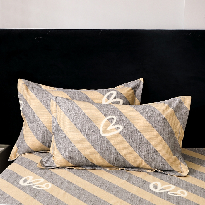 馨雅家纺 2025新款全棉纯棉磨毛系列枕套单品枕套单件单枕套 一心一意-灰