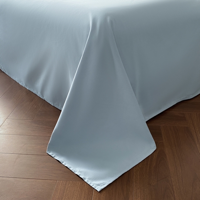 91家纺网 家纺一手货源 找家纺 言一 2025秋冬新品A类60S新疆长绒棉纯棉陶瓷轻磨毛四件套水洗棉提花全棉床单被套 长予-天青蓝