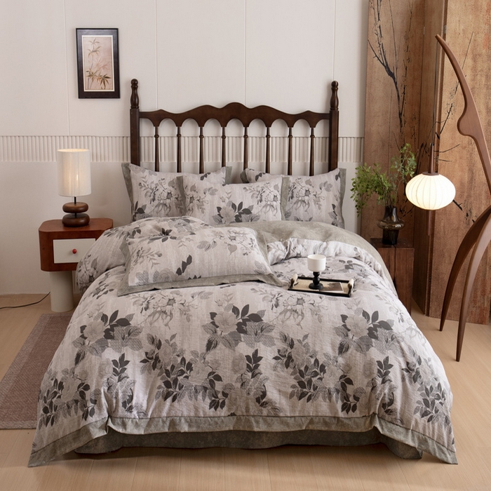 91家纺网 家纺一手货源 找家纺 （总）乐居家纺 2025新款高密亲肤亚麻舒爽透气四件套