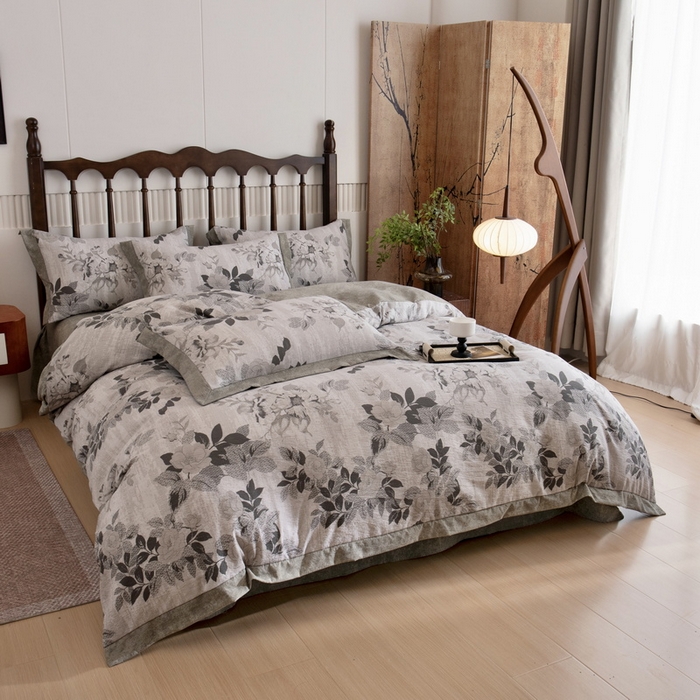 91家纺网 家纺一手货源 找家纺 （总）乐居家纺 2025新款高密亲肤亚麻舒爽透气四件套