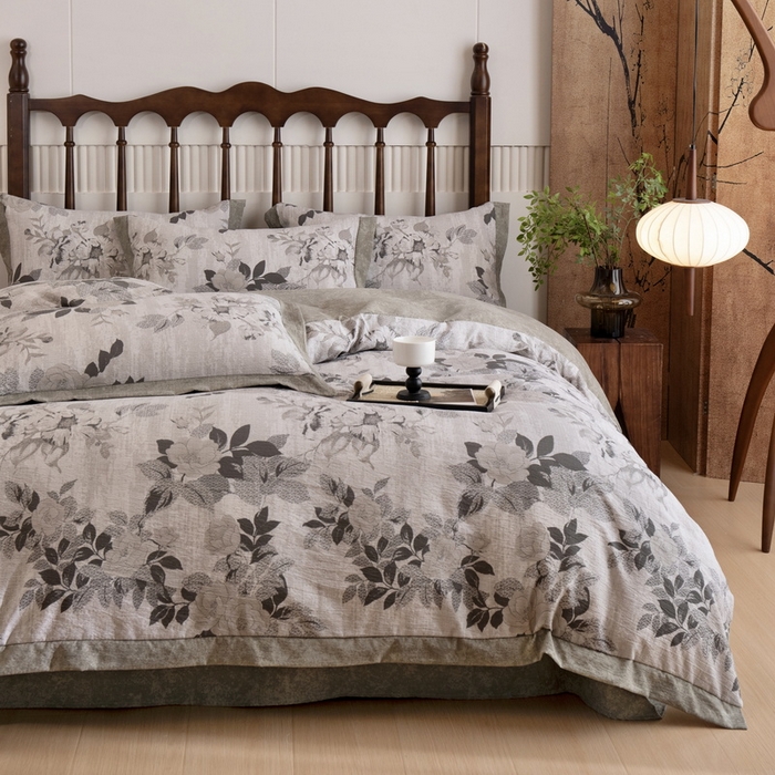 91家纺网 家纺一手货源 找家纺 （总）乐居家纺 2025新款高密亲肤亚麻舒爽透气四件套