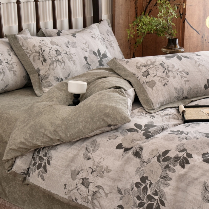 91家纺网 家纺一手货源 找家纺 （总）乐居家纺 2025新款高密亲肤亚麻舒爽透气四件套