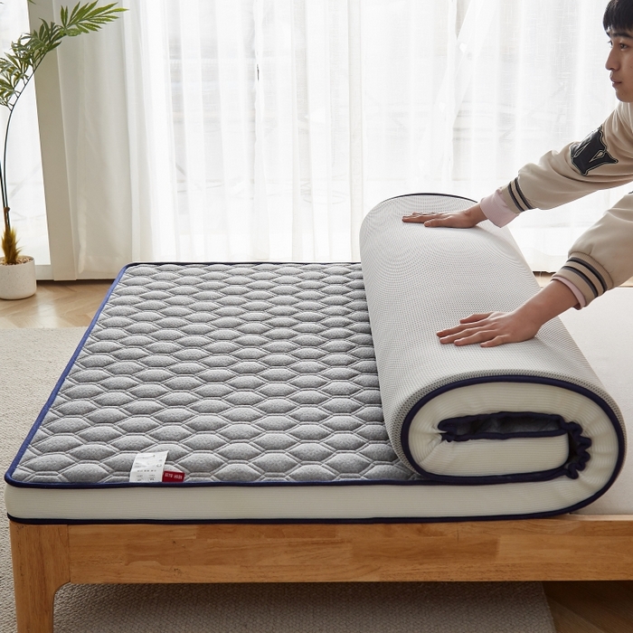 91家纺网 家纺一手货源 找家纺 华誉 2025新款跨境电商专供鸟眼布床垫 立体菱格灰