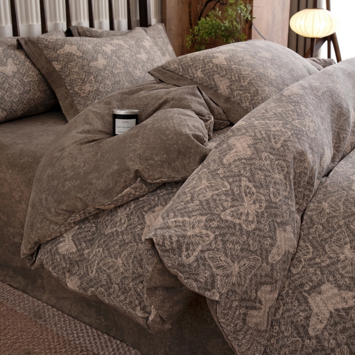 91家纺网 家纺一手货源 找家纺 （总）乐居家纺 2025新款高密亲肤亚麻舒爽透气四件套