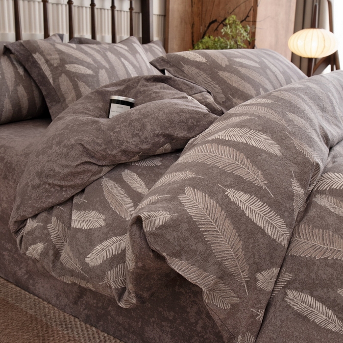 乐居家纺 2025新款高密亲肤亚麻舒爽透气四件套 暗香-咖