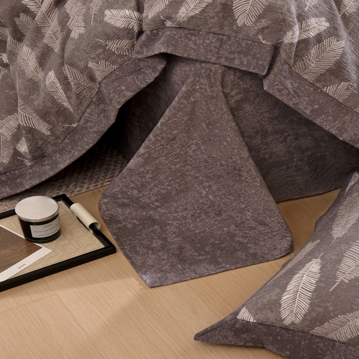 91家纺网 家纺一手货源 找家纺 乐居家纺 2025新款高密亲肤亚麻舒爽透气四件套 暗香-咖