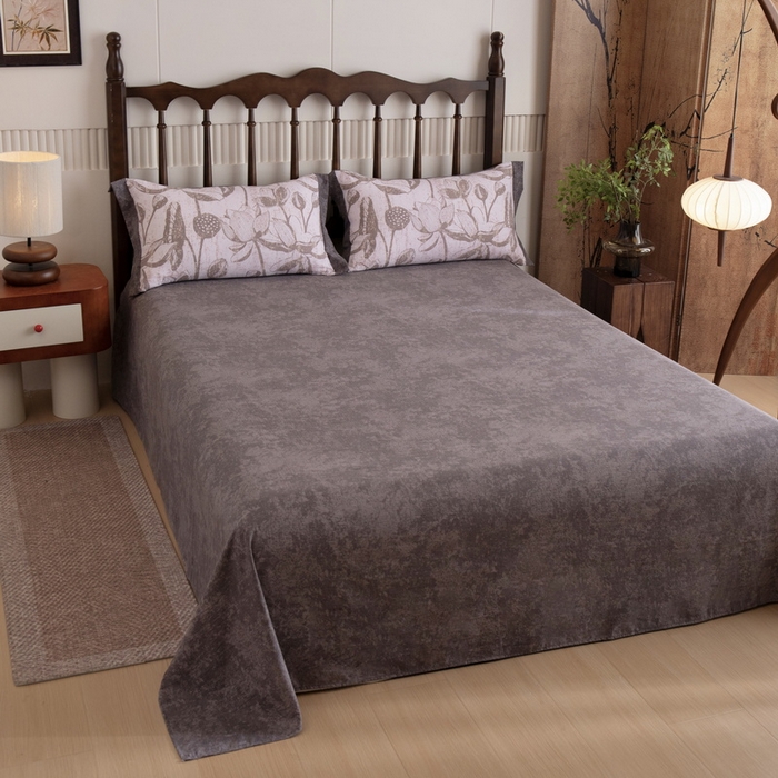 91家纺网 家纺一手货源 找家纺 乐居家纺 2025新款高密亲肤亚麻舒爽透气四件套 苍兰-红