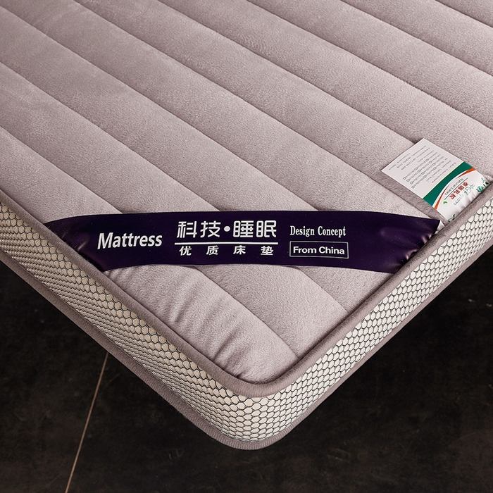 91家纺网 家纺一手货源 找家纺 华誉 2025新款跨境电商专供鸟眼布床垫 立体-直线灰