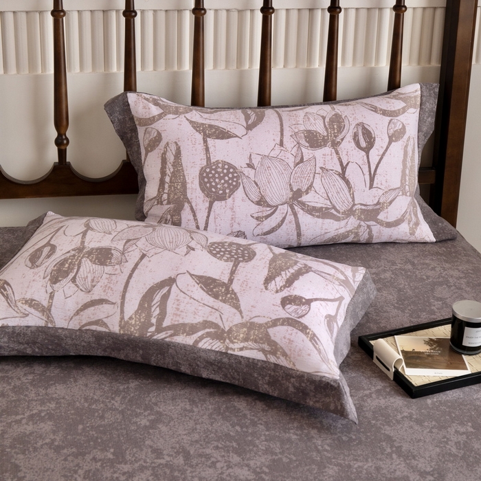 91家纺网 家纺一手货源 找家纺 乐居家纺 2025新款高密亲肤亚麻舒爽透气四件套 苍兰-红