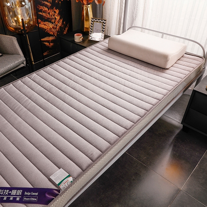 91家纺网 家纺一手货源 找家纺 华誉 2025新款跨境电商专供鸟眼布床垫 立体-直线灰