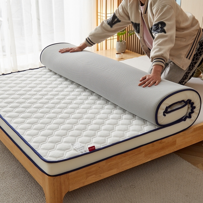 91家纺网 家纺一手货源 找家纺 华誉 2025新款跨境电商专供鸟眼布床垫 立体菱格白