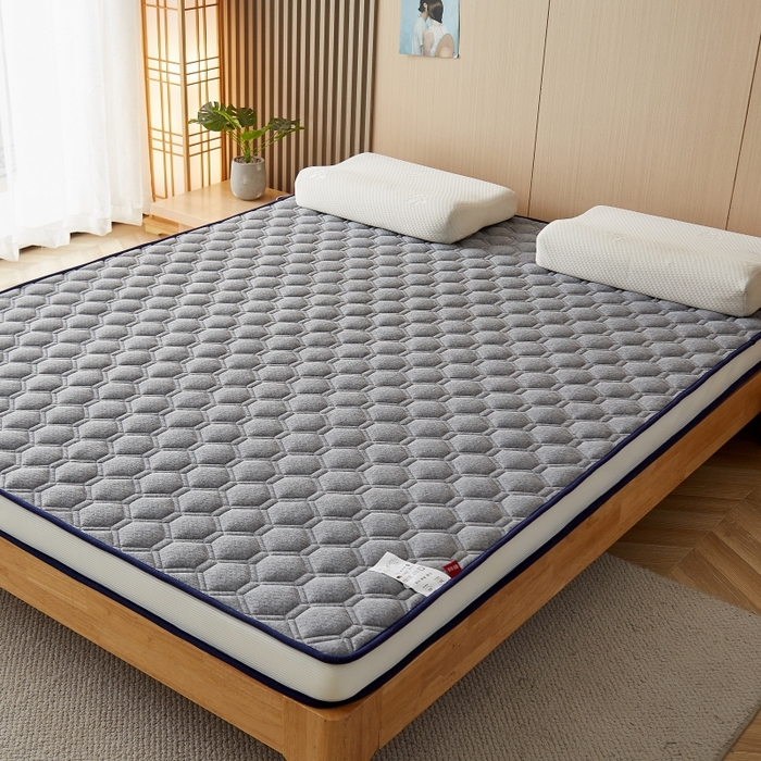 91家纺网 家纺一手货源 找家纺 华誉 2025新款跨境电商专供鸟眼布床垫 立体菱格灰