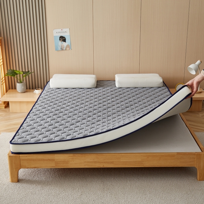 91家纺网 家纺一手货源 找家纺 华誉 2025新款跨境电商专供鸟眼布床垫 立体菱格灰